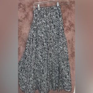 Black and white leopard print maxi skirt
